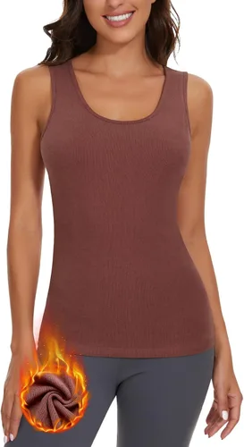 Vista 6 de WOWENY Thermal Tank Top for Women Fleece Thermal Camisole Base Layer Shirt Sin mangas Baby Blue
