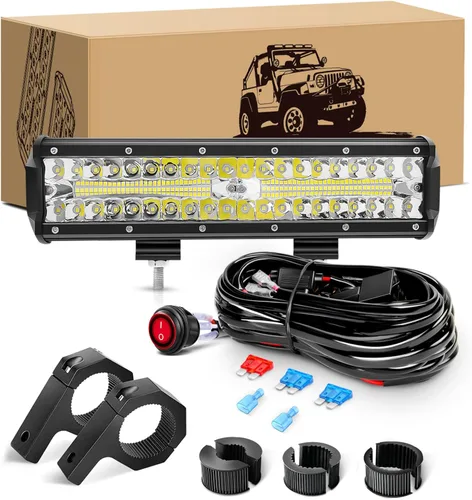 Vista 10 de GOOACC Barra de luz LED ámbar de triple fila de 12 pulgadas, 240W, 30000LM, combo de inundación y foco, luz de trabajo todoterreno para conducción