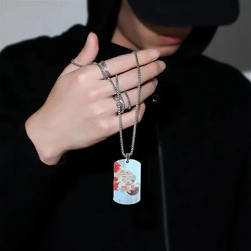 Vista 7 de Collar personalizado para hombres y mujeres, collar creativo con foto impresa, colgante de foto con caja de regalo, Metal, No es una piedra preciosa