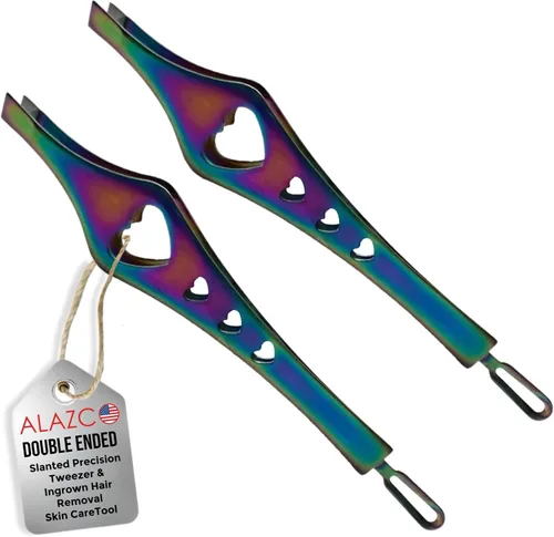 Vista 9 de Pinzas de doble punta 2 en 1 de arco iris, pinzas de precisión inclinadas afiladas para cejas y depilación encarnada, herramienta para el cuidado