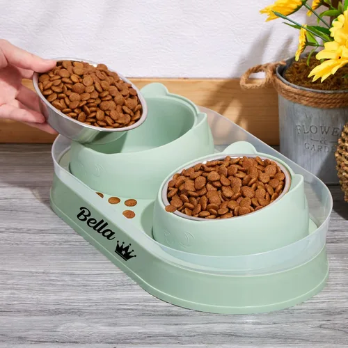 Vista 4 de Cuenco personalizado para gatos, platos de doble elevación para mascotas para gatitos pequeños, cuencos de agua y comida para perros pequeños
