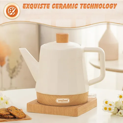 Vista 2 de Hervidor eléctrico de cerámica, caldera de té de apagado automático y olla de caldera de agua caliente para café y té, evita que hierva en seco