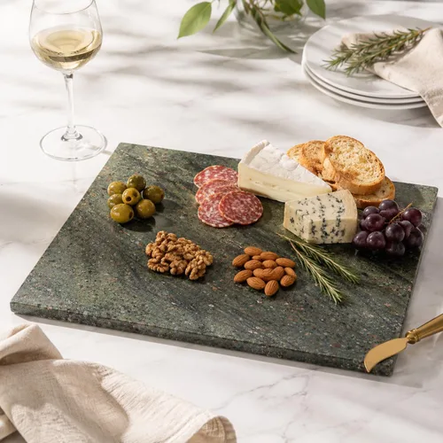 Vista 6 de Tabla de cortar de granito Koville para cocina, tabla de queso de losa de mármol grande de 16x12 pulgadas, tabla de servir rectangular para hornear