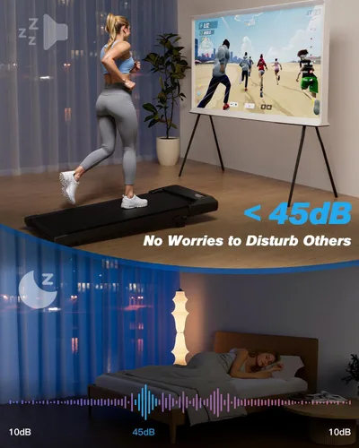 Vista 3 de SupeRun Walking Pad, Under Desk Treadmill, 3 in 1 Portable Treadmill with Remote Control LED Display, 2.5 HP Quiet Walking Jogging Machine for