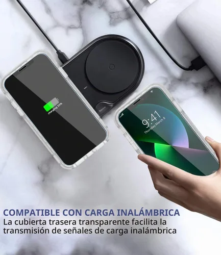 Vista 7 de Diverbox Funda para iPhone 13 [a prueba de golpes] [a prueba de caídas] [protector de pantalla de vidrio templado], funda de protección resistente
