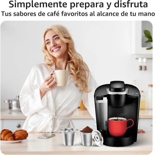 Vista 6 de Cápsulas de café reutilizables de acero inoxidable Keurig recargables - Filtro de café reutilizable de metal K Cup para Keurig 1.0 y 2.0 K-Classic