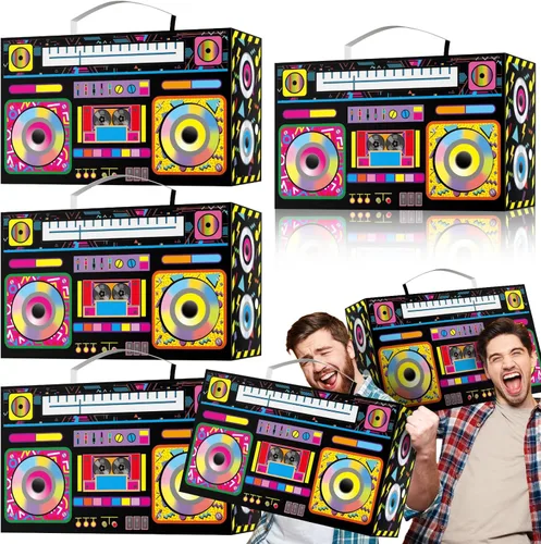 Vista 8 de Fuyoooo 4 cajas de decoración de fiesta de los años 80 y 90, cajas grandes de 16 x 10 pulgadas, cajas de regalo de cinta de casete de hip hop