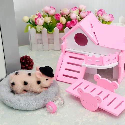 Vista 4 de Eummy Juego de Mini Animales de Silicona Cerdo, Juguetes de 5 Pulgadas para Niñas y Niños, Muñeca de Cerdito Linda y Realista de Cuerpo Suave