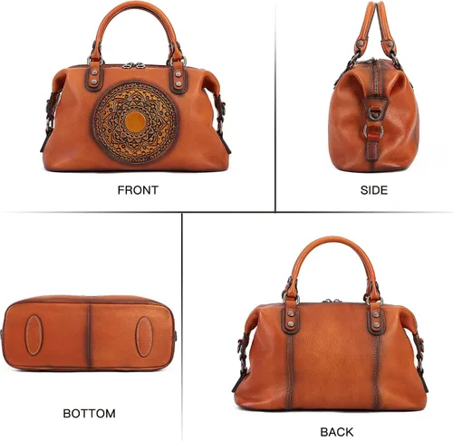 Vista 9 de Bolso de mano de cuero para mujer, bolso cruzado retro de Mandela