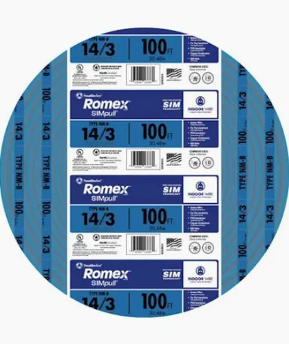 Vista 2 de Southwire Romex Brand Simpull Solid Indoor 14/3 W/G NMB Cable 100ft coil - SW 63946828
