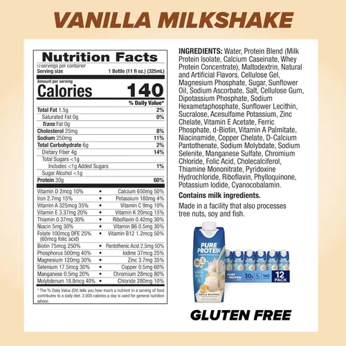 Vista 4 de Pure Protein Batido de proteína de vainilla, 1.06 oz de proteína completa y barras, alto contenido de proteínas, aperitivos nutritivos para apoyar