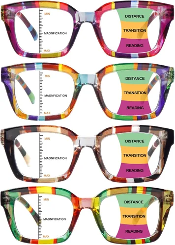Vista 10 de Paquete de 4 lentes de lectura progresivos multienfoque para mujeres, estilo Oprah, bloqueo de luz azul, lectores de computadora