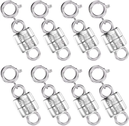 Vista 10 de OHINGLT Cierres y cierres magnéticos para collares de plata de ley 925, convertidor de cierre magnético de oro y plata para suministros