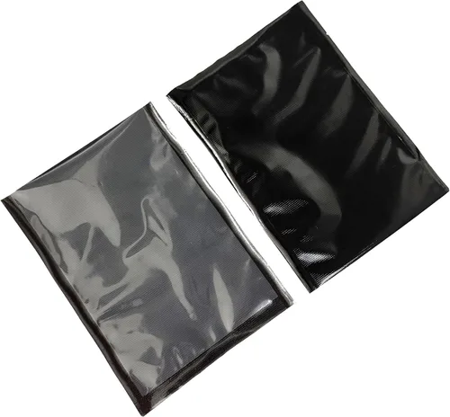 Vista 6 de PABCK 50 bolsas selladoras al vacío negras para almacenamiento de alimentos, 5.91 x 8.66 pulgadas, plástico transparente texturizado para envases