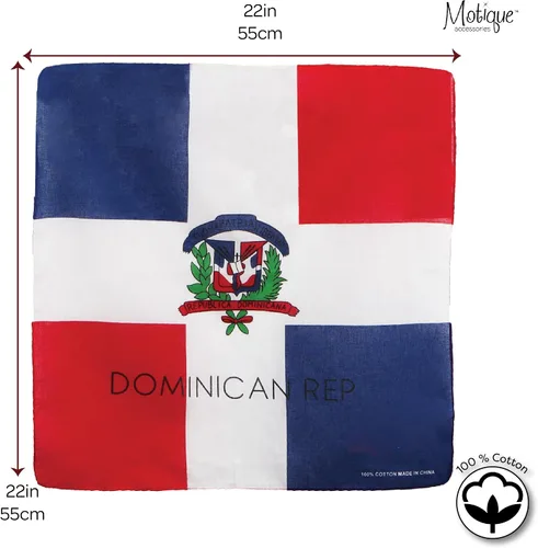 Vista 5 de Motique Accessories Bandanas Grandes de Algodón - Bandera Puertorriqueña - Blanco y Negro