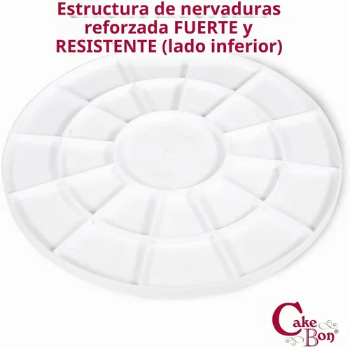 Vista 5 de Cakebon Tableros para tartas de plástico, tambores blancos de 8 pulgadas, paquete de 1 unidad, redondo profesional para tartas