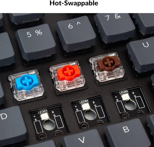 Vista 4 de Keychron K5 - Teclado mecánico para juegos con cable Bluetooth inalámbrico y USB con diseño de tamaño completo, 104 teclas intercambiables