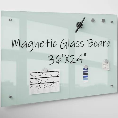 Vista 8 de R&G Pizarra blanca magnética de cristal 36 x 24 negro sin marco borrado en seco