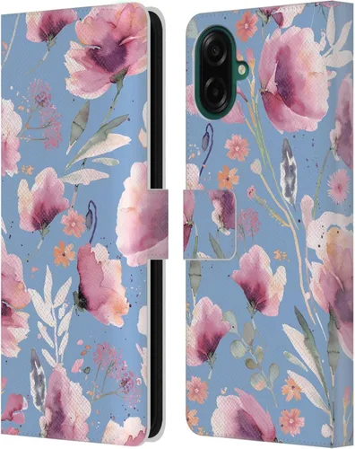 Vista 192 de Head Case Designs Officially Licensed Ninola Abstract Poppies Lilac Floral Leather Wallet Case Compatible with Samsung Galaxy A07 4G