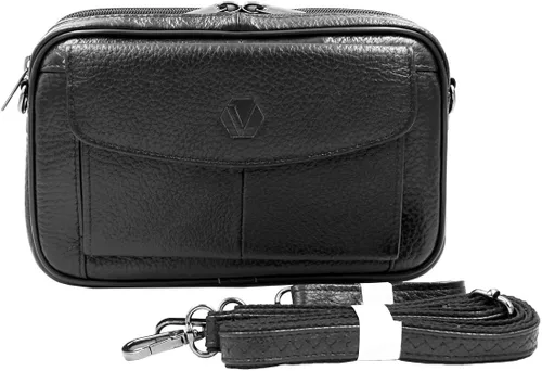 Vista 2 de Vidlea Bolso bandolera de cuero genuino para hombre, bolso de mensajero, organizador de chequera
