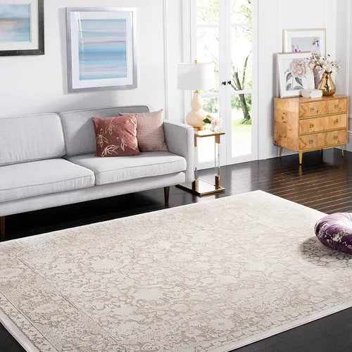Vista 7 de SAFAVIEH Reflection Collection - Alfombra decorativa, 2 pies 3 pulgadas x 3 pies, color beige y crema, no desprende pelusa y es fácil de limpiar