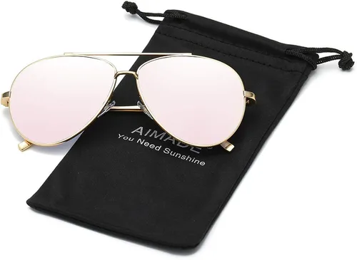 Vista 2 de AIMADE Lentes de sol polarizados militares de alta calidad, marco de metal, diseño único, para hombres y mujeres, 100% protección UV