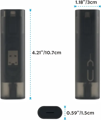 Vista 5 de Cable USB tipo C a C de carga y transferencia de datos con 3 adaptadores combinados en caja de tubo, negro translúcido