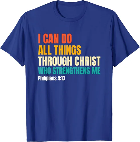 Vista 19 de I Can Do All Things Through Christ Christian Faith Camiseta, Negro, S