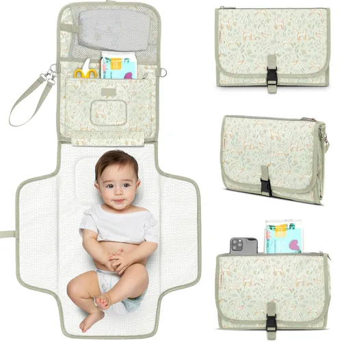 Vista 10 de KeaBabies Cambiador portátil de pañales - Gran cambiador de bebé impermeable, compacto para viajes, bolsillos funcionales para accesorios esenciales