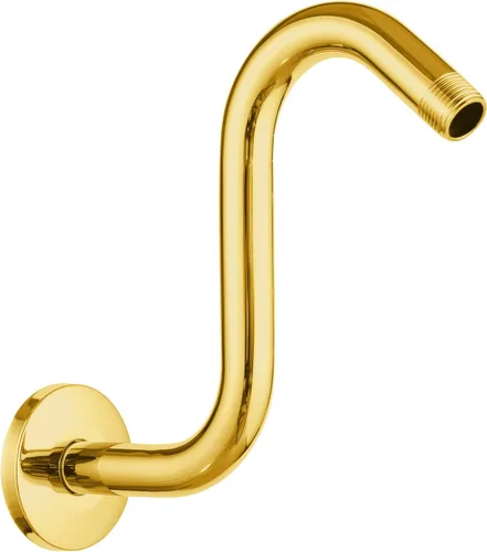 Vista 22 de Brazo de extensión de cabezal de ducha OFFO de 6 pulgadas, brazo de ducha en forma de "S" de cuello de ganso de alto rendimiento con brida en oro