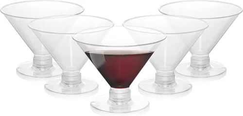 Vista 9 de Frcctre Paquete de 80 vasos de Martini de plástico de 5 onzas desechables, vasos de cóctel transparentes para postre, tazas de parfait, para tirador
