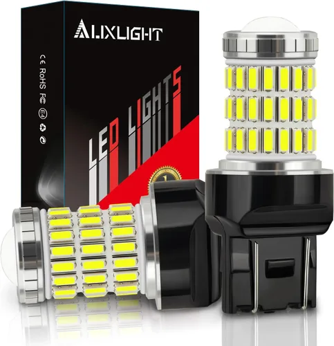 Vista 8 de AUXLIGHT 7440 7441 7443 7444 T20 992 W21W - Bombillas LED ámbar amarillas ultrabrillantes de 60-SMD, reemplazo necesita resistencia de carga extra