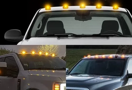 Vista 5 de Juego de 5 luces estroboscópicas para techo y cabina con 9 luces LED, compatible con SUV, RV, Jeep, camioneta, vehículo (lente ámbar LED)