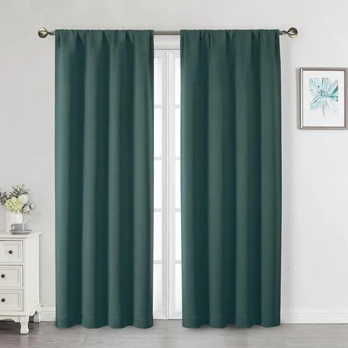 Vista 119 de Cortinas opacas para dormitorio, sala de estar, juego de 2 paneles de 54 pulgadas de largo, cortinas de oscurecimiento de habitación con aislamiento