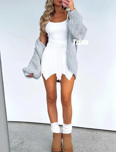 Vista 6 de TZLDN Minifalda fluida para mujer con pantalones cortos de hadas Y2K asimétrica pirata falda pantalón de moda sexy para festivales rave trajes