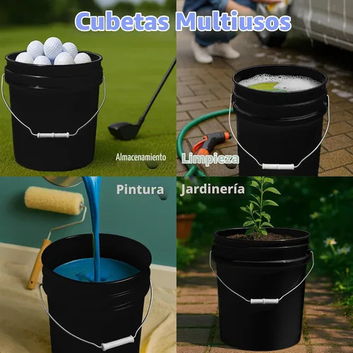 Vista 4 de MKS Plastics Cubo de 3.5 galones con tapa hermética, fabricado en Estados Unidos, plástico libre de BPA de grado alimenticio, resistente multiuso