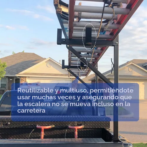 Vista 6 de Correas de amarre para escalera, correa de escalera reutilizable, correa de almacenamiento ajustable multiusos con gancho y bucle de nailon, correas