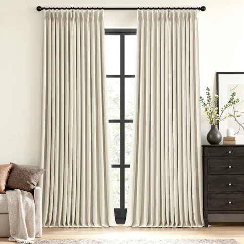 Vista 14 de MIULEE - Cortinas de lino beige con pliegues a presión 100% opacas para dormitorio, cortinas de ventana con memoria y bloqueo de luz para oscurecer