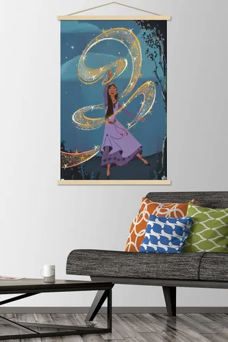 Vista 2 de Trends International Disney Wish - Póster de collage de 6 (Asha), póster de pared, 22.37 x 34.00 pulgadas, paquete de impresión premium y colgador