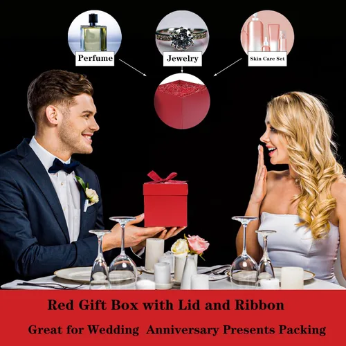 Vista 7 de Elephant-package Paquete de 12 cajas de regalo pequeñas con tapas, cajas de regalo rojas con cinta para Navidad, día de San Valentín, embalaje