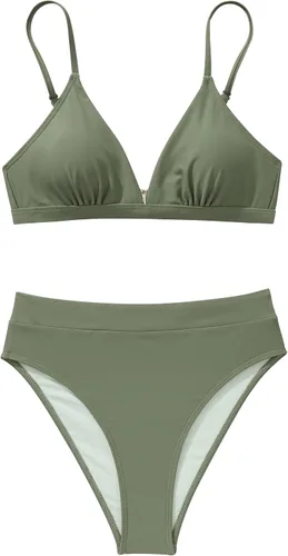 Vista 3 de SUUKSESS - Conjunto de bikini de dos piezas para mujer, con cintura alta y corte sexy, estilo triángulo