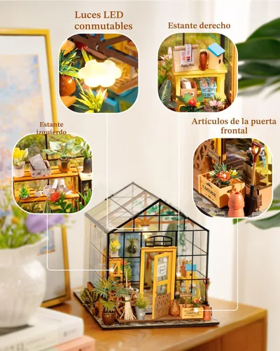 Vista 6 de Rowood Kit de Casa en Miniatura, Kits de Casa de Muñecas en Miniatura de Invernadero DIY para Adultos, Miniaturas de Mayberry Street, Artesanías