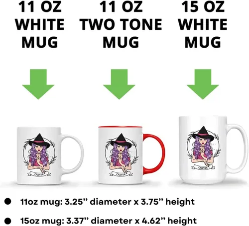 Vista 5 de Gossby Taza de café de bruja personalizada, regalo personalizado de Halloween para mujeres, hermana, mejor amiga, mamá, abuela con diseño, nombre