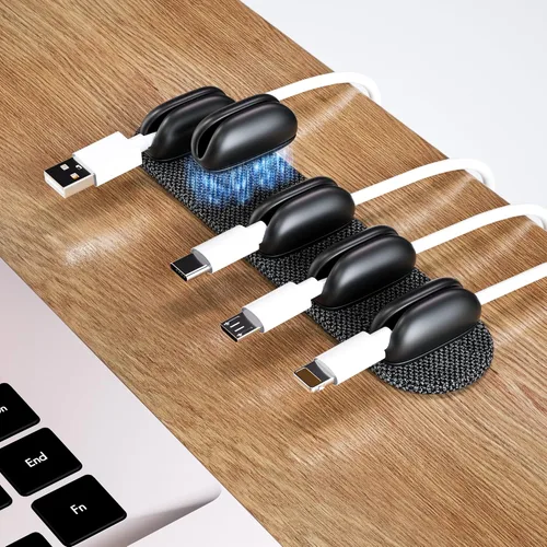 Vista 9 de Paquete de 6 soportes organizadores de cables Puretor – Fuerte adhesivo y gestión de cables de escritorio magnéticos, organiza sin esfuerzo cables