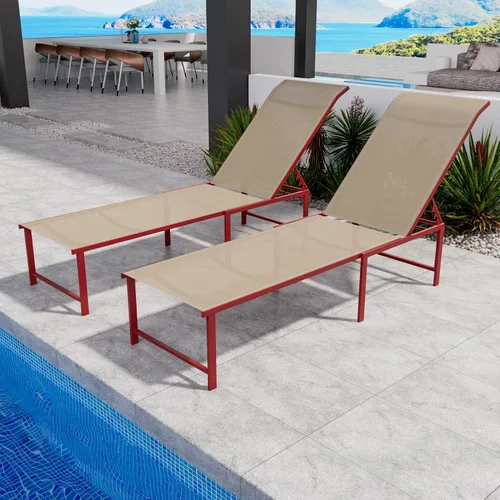 Vista 7 de Sillón de patio, aluminio, 5 respaldos ajustables, 1 pieza, azul