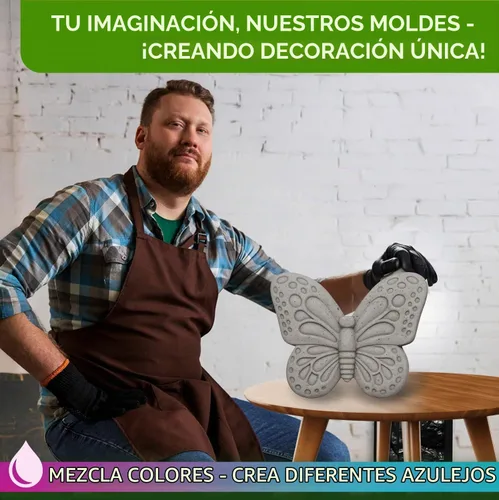 Vista 6 de 3 moldes de piedra de mariposa para escalonar, pavimento de bricolaje - Fundición Pathmaker Garden Pathmate Pavement Prefabricado Hormigón Moldes