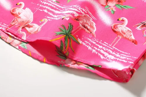 Vista 8 de SSLR Paquete de camisa hawaiana para hombre, camisa de manga corta con flamenco casual con botones, camisa de playa de verano