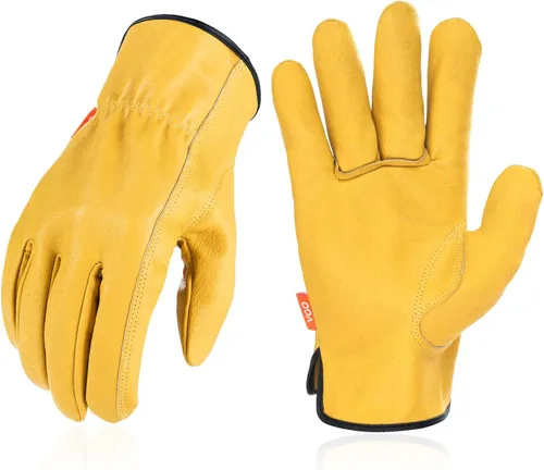 Vista 7 de Vgo... PA9501 - 1 par de guantes de trabajo de piel de cerdo para hombre, guantes de construcción (talla S, color cian claro, PA9501)