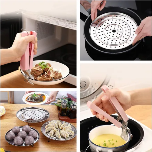 Vista 5 de Paquete de 5 estantes de vapor de acero inoxidable con patas desmontables para hornear cocinar, cocinar al vapor