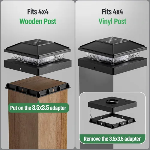 Vista 5 de JOFIOS Paquete de 12 luces solares con tapa de poste, impermeable IP65 Negro